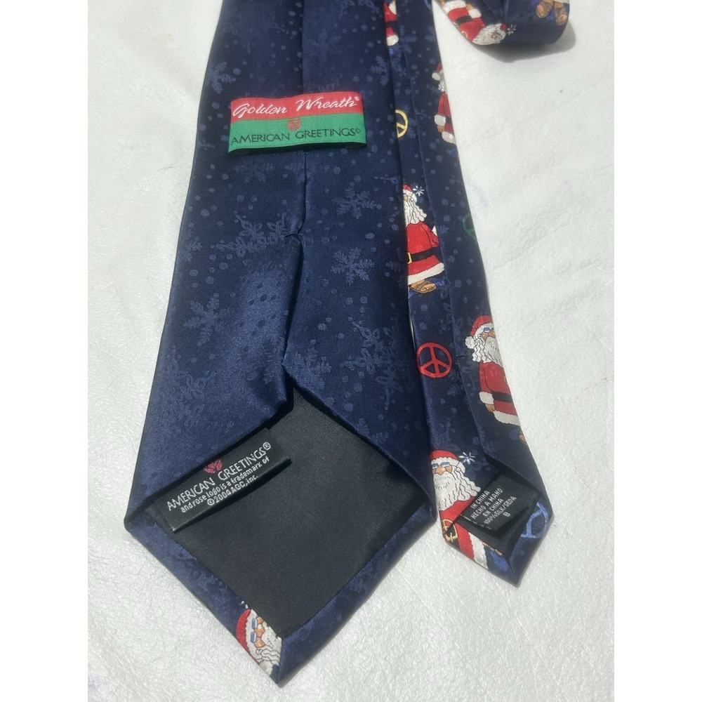 Golden Wreath American Greetings Christmas Peace‎ Santa Claus Neck Tie 59"